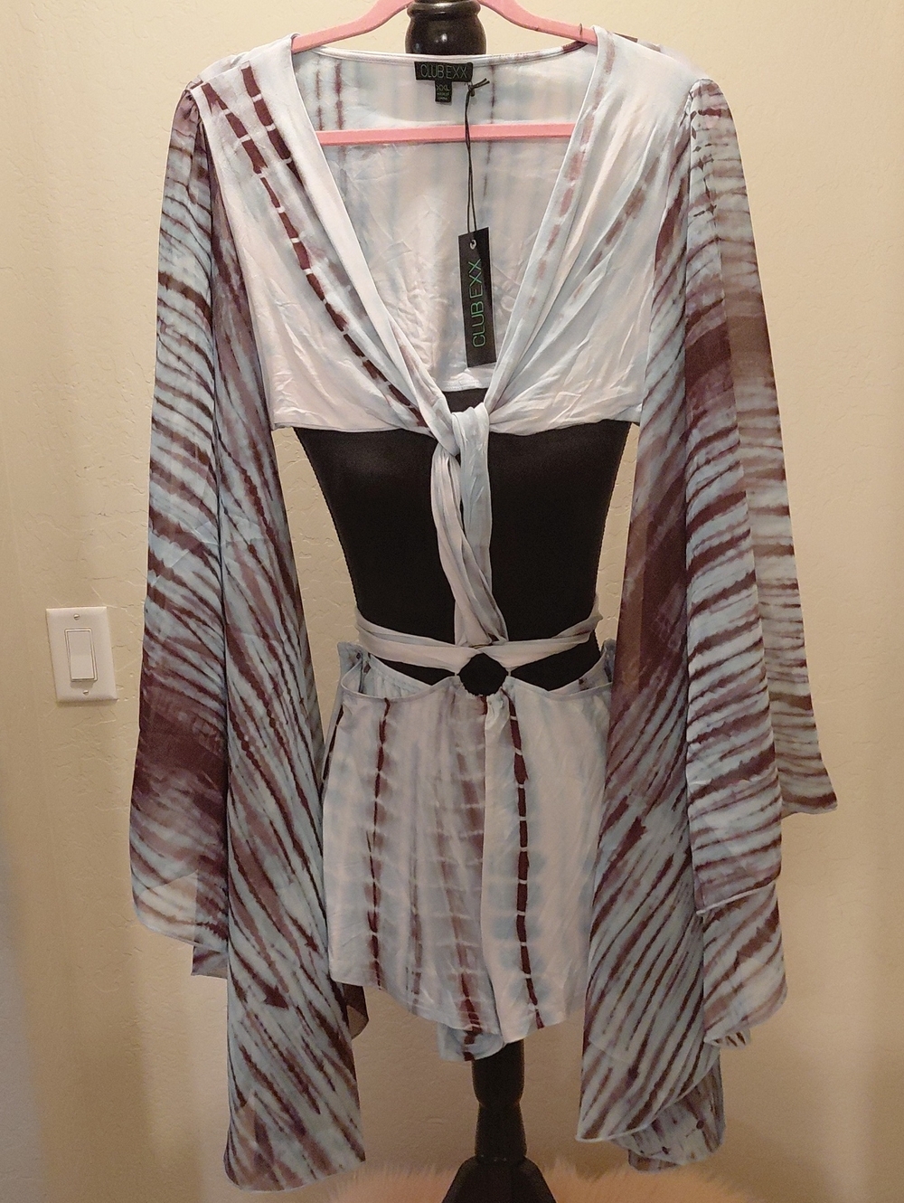 DOLLSKILL CLUB EXX XXL DESERT DESTINY ROMPER Light Blue and GREY Tie-Dye